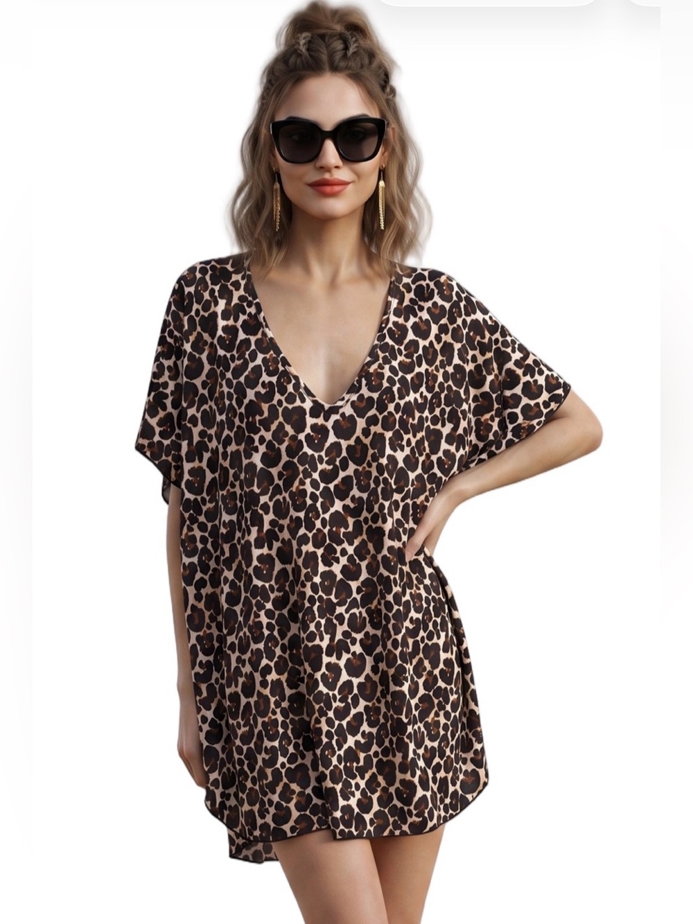 Jordan Taylor Leopard Print Swim Coverup in Brown and Black